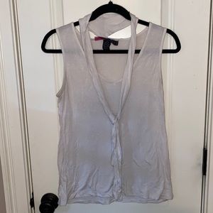 Polly & Esther large white tank top with front tie.